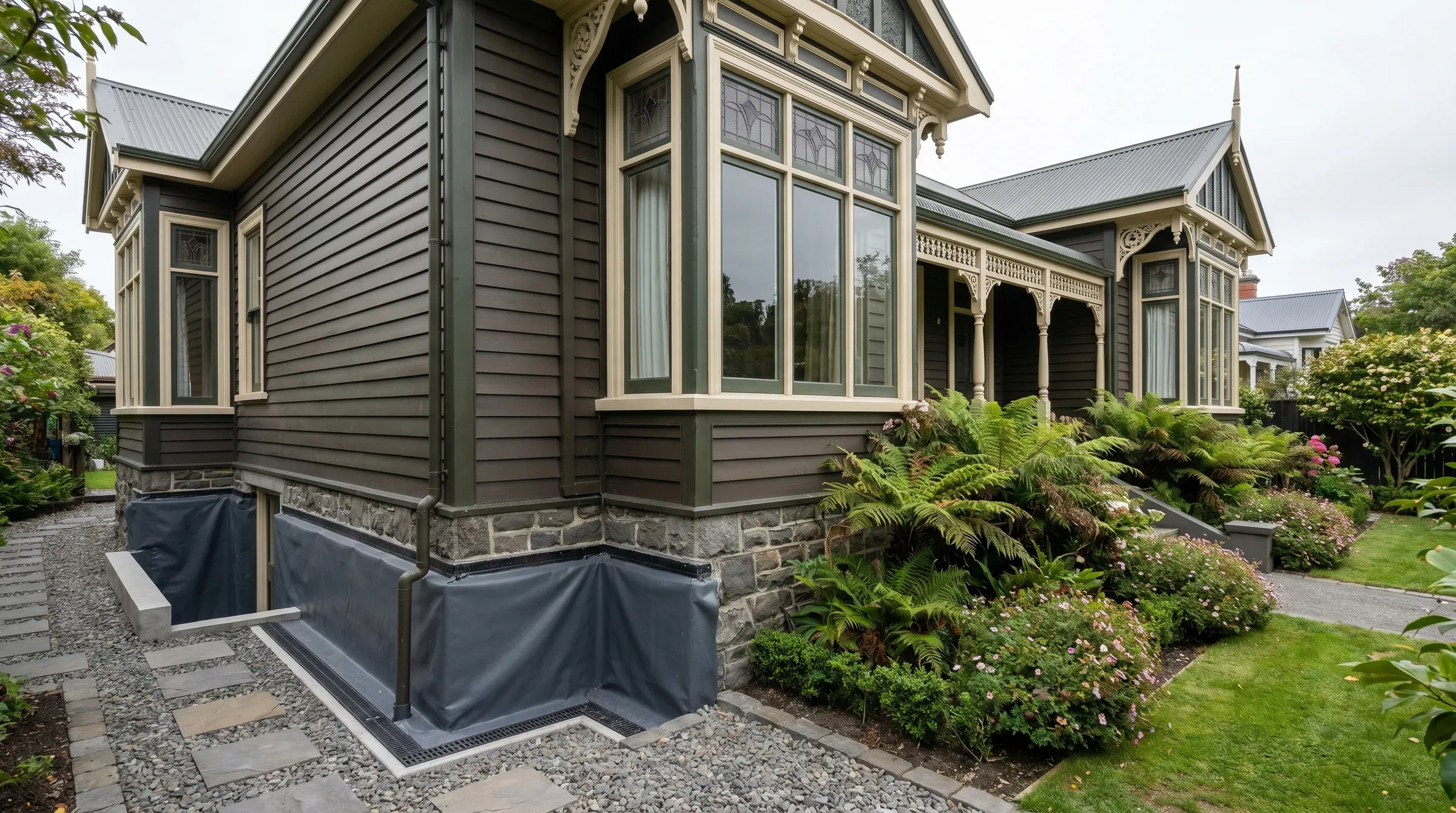 Heritage Christchurch villa with waterproofing remediation completed.